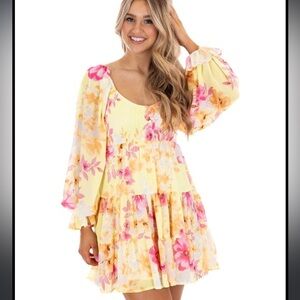Love Colette What I Like Yellow Floral Mini Dress